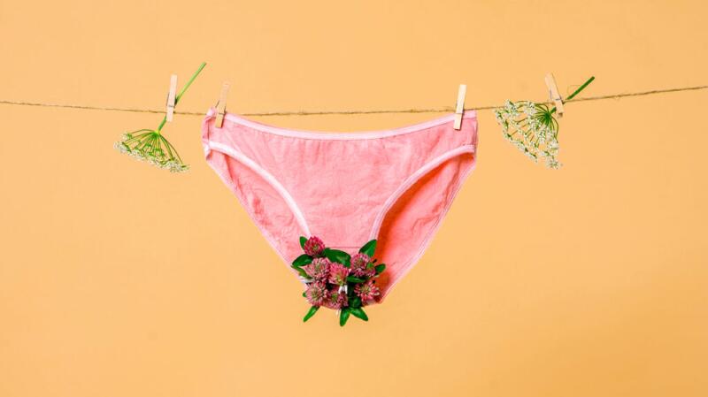 flowers and knickers on a washing line