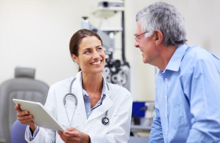 Doctor showing patient information