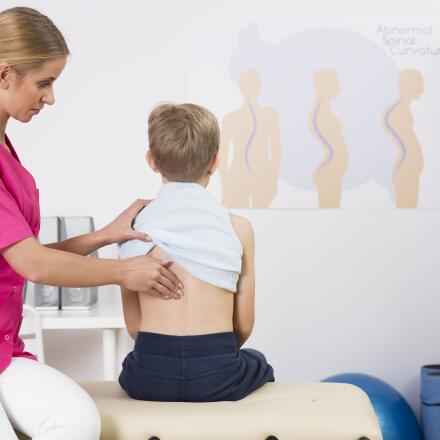 Scoliosis is an abnormal side-to-side curvature of the spine away from the midline.