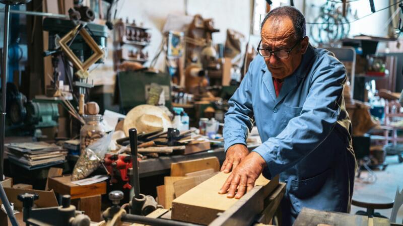 A man doing woodwork
