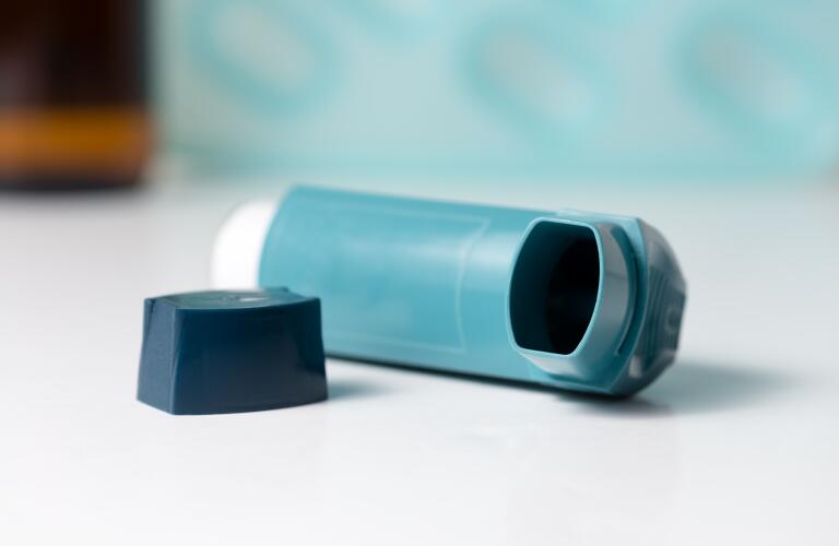 closeup of inhaler on table