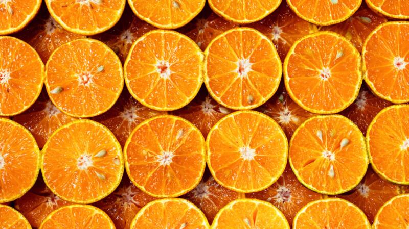 there are rows of orange slice, which are high in vitamin c