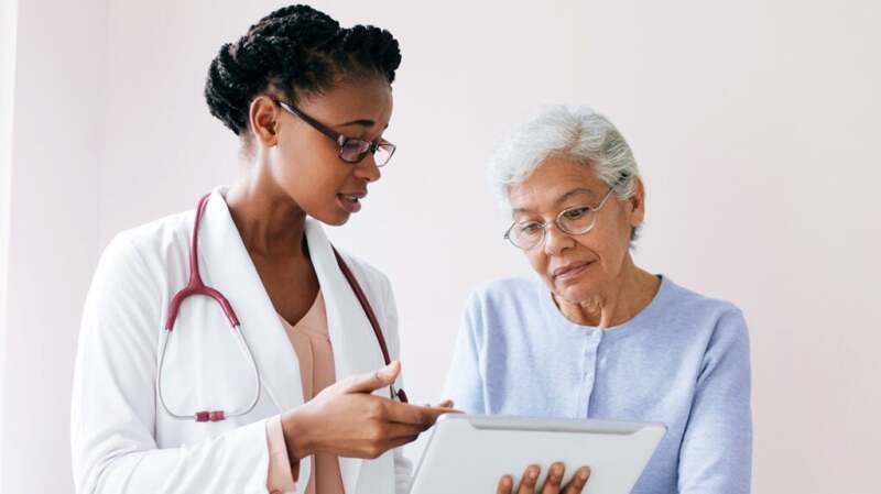 A doctor and a patient are talking