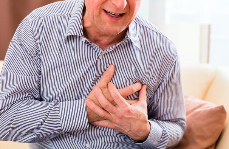 Senior man with chest pain