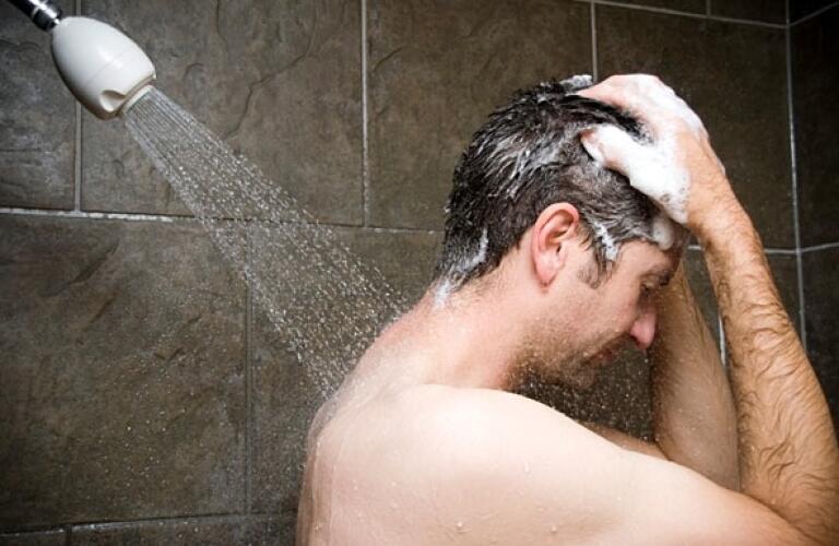 Taking a shower