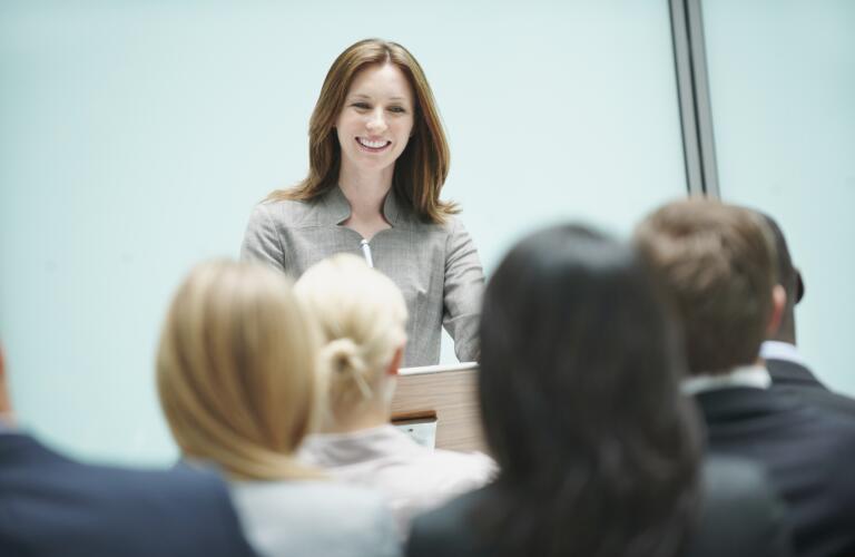 woman speaking publicly