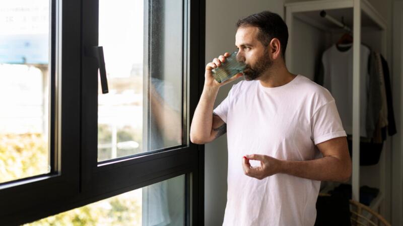 man taking pills