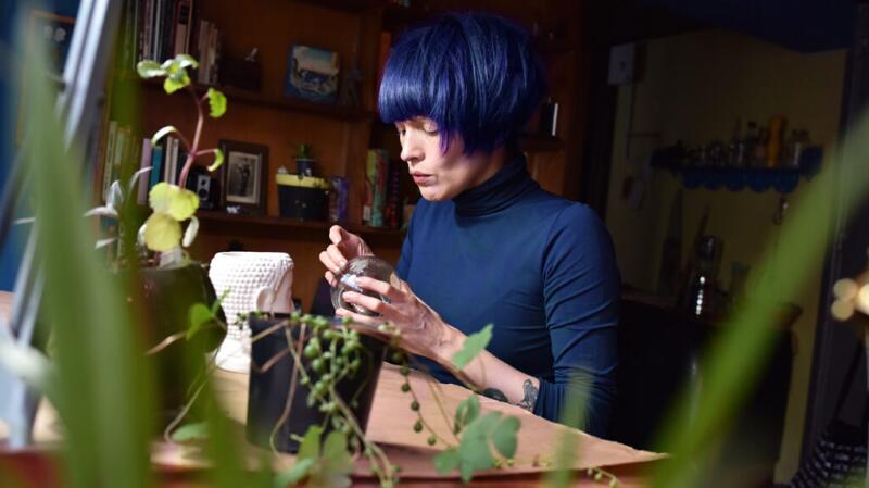 Female with plants