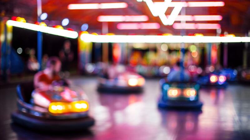 A blurry image of bumper cars