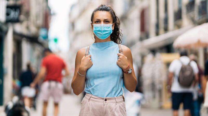 Woman wearing a surgical mask