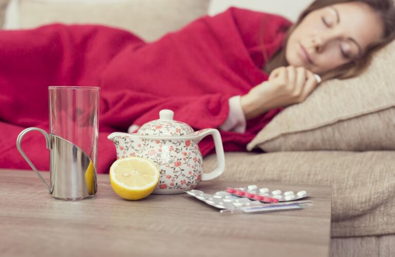 Woman with flu