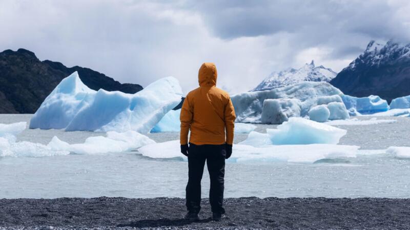 A person look at glaciers