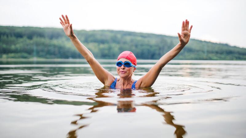 A woman swimming