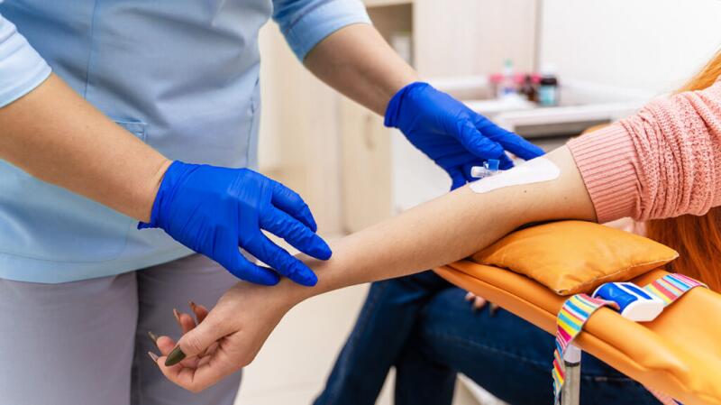 Person getting blood drawn