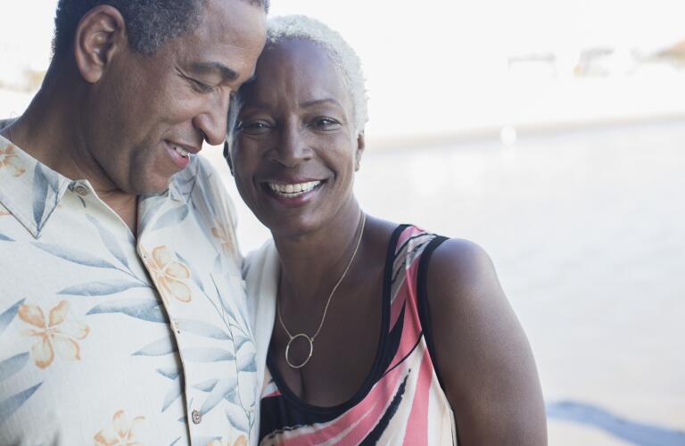 smiling couple embracing