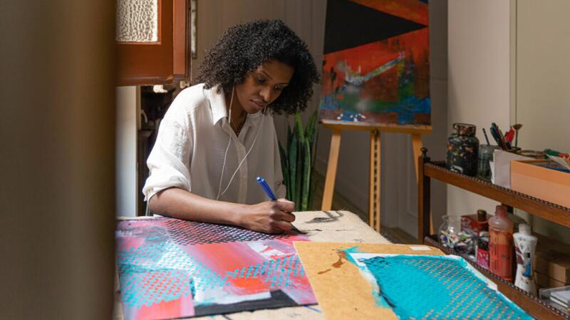 A person is creating artwork.