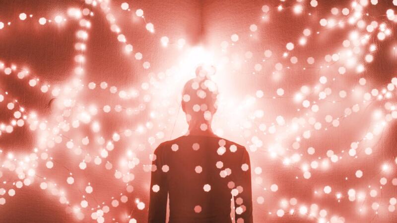 Blurry person with lights