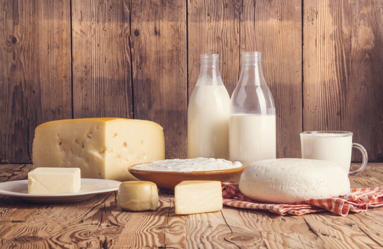 dairy products high in fat milk, butter and cheese