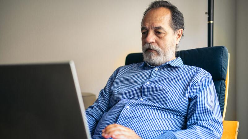 man searching on the internet