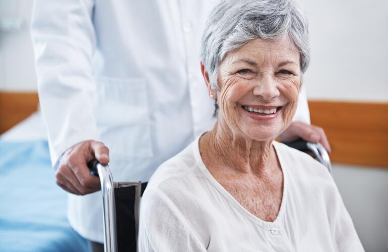 Older female patient in wheelchair