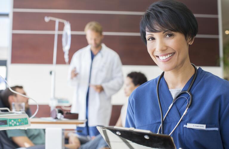 portrait of female doctor in chemotherapy area