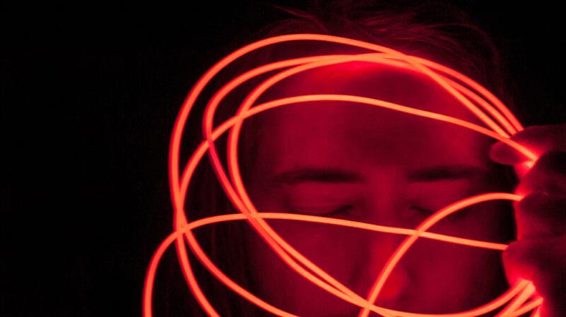 person with neon lights