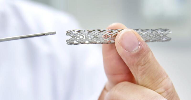 Close up of a heart stent