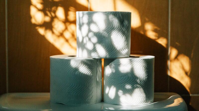 rolls of toilet paper in a bathroom