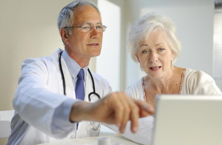 doctor describing results