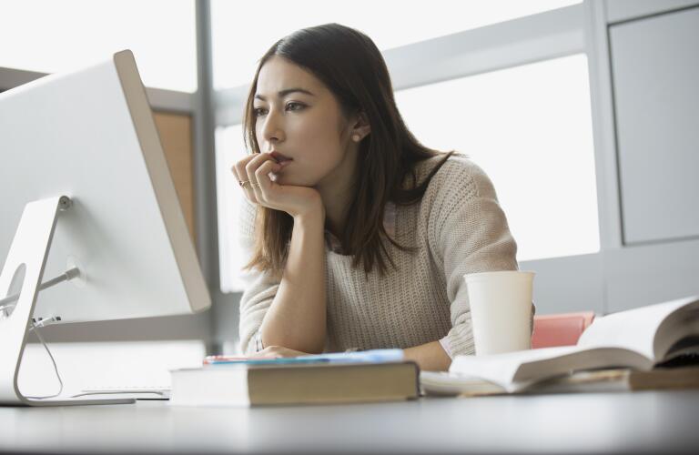 Woman using computer