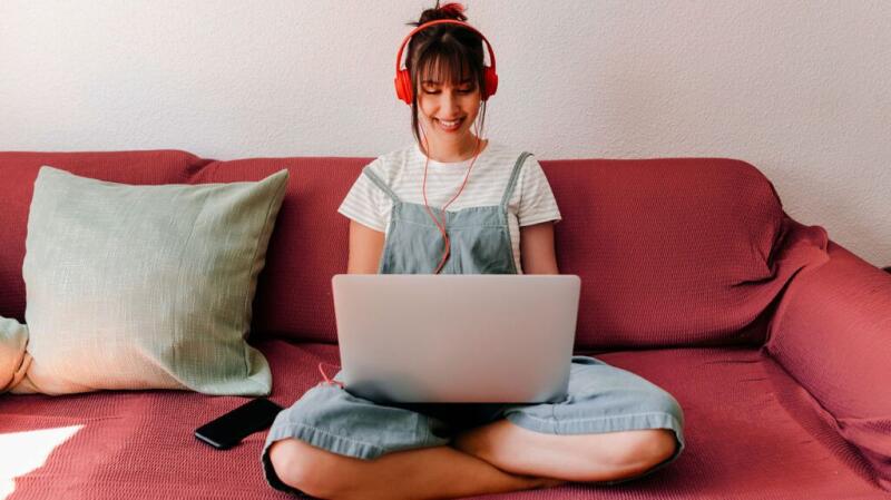 Young woman using laptop
