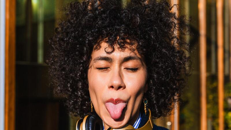 Person sticking out their tongue