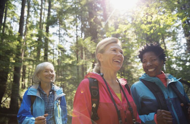 group-of-senior-women-friends-hiking