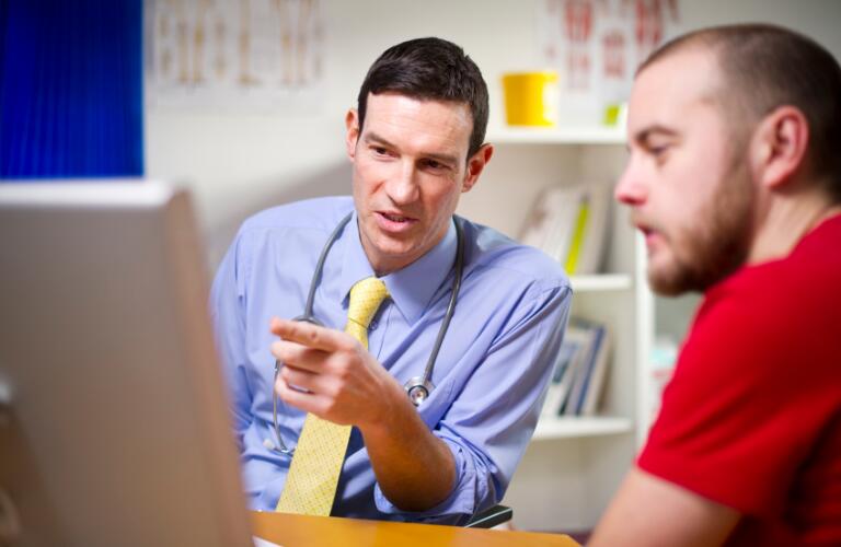 male talking to doctor