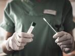 nurse holds a swab for the coronavirus / covid19 test