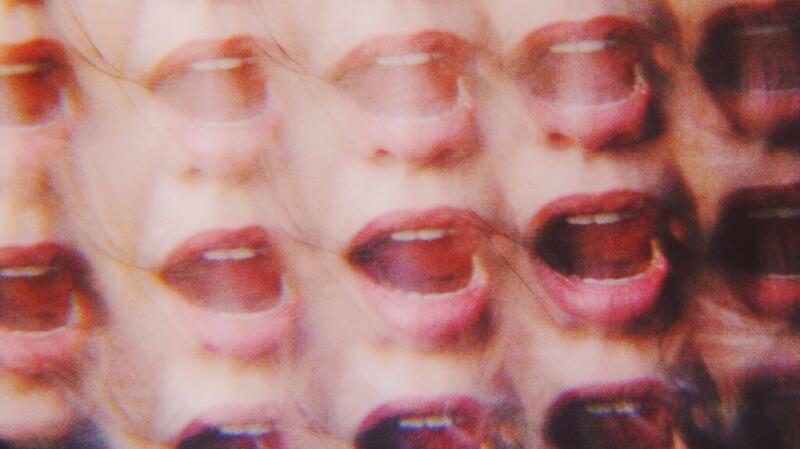 A collage of a person's open mouths
