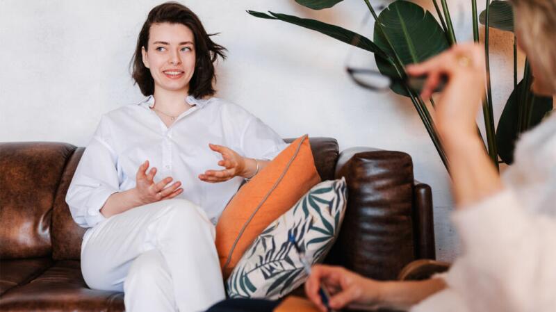 Woman talking to a therapist